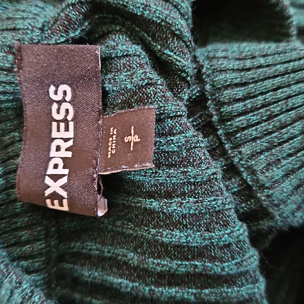 Express Dark Green Ribbed Sweater - Picture 2 of 3